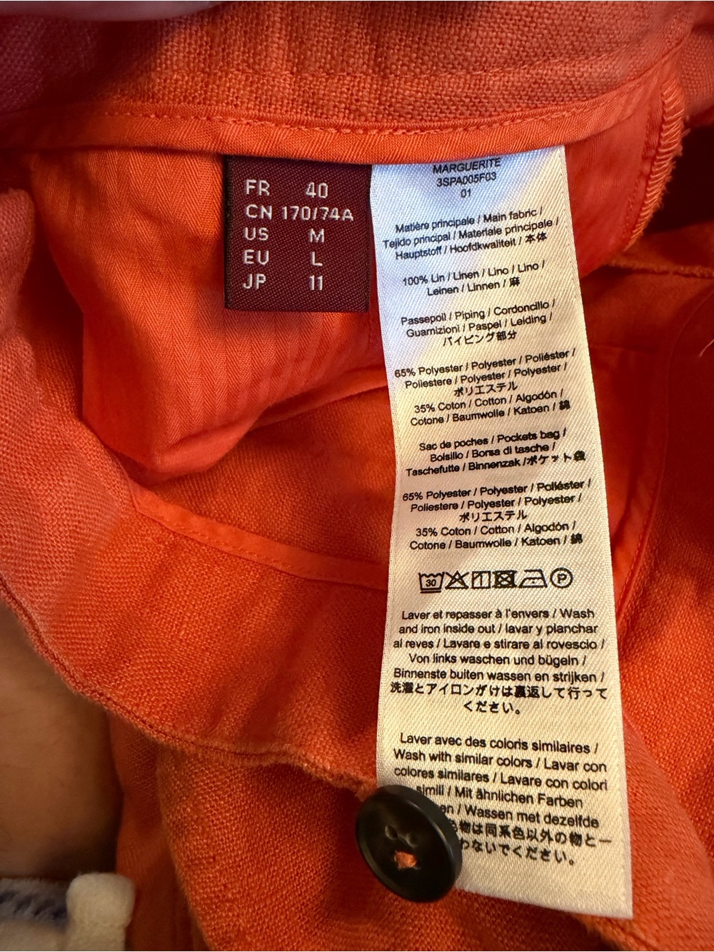 Women’s Comptoir Des Cotonniers 100% Linen Fall Orange Cropped Trousers Size M - Picture 4 of 9